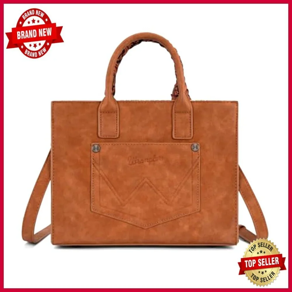 Leather Western Satchel Tote with Adjustable Strap, Multiple Compartments